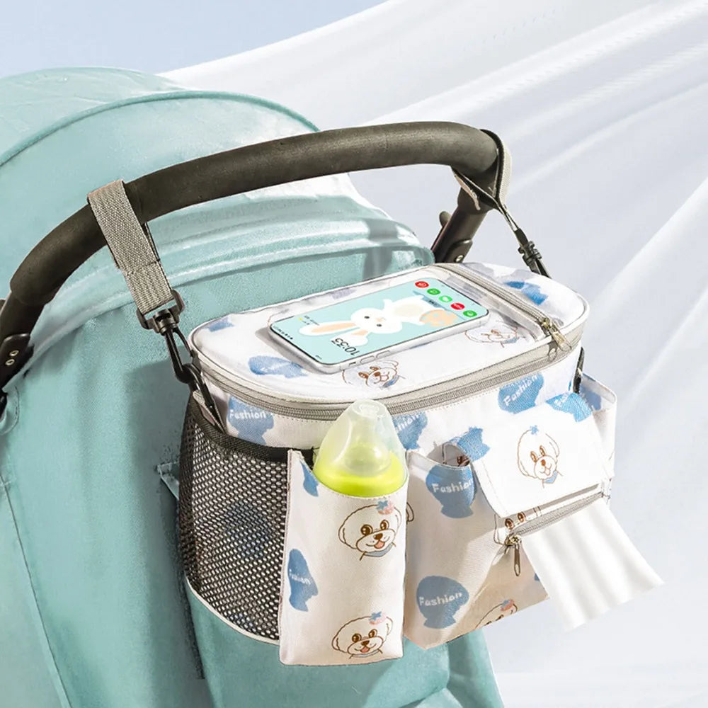 Oxford Cloth Waterproof Baby Stroller Organizer Hanging Bag With Diaper And Bottle Storage Large Capacity