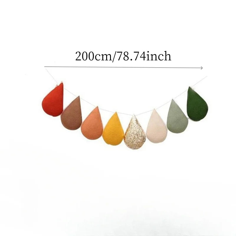 Nordic Felt Raindrop Hanging Ornaments - 2m Water Drop Garland