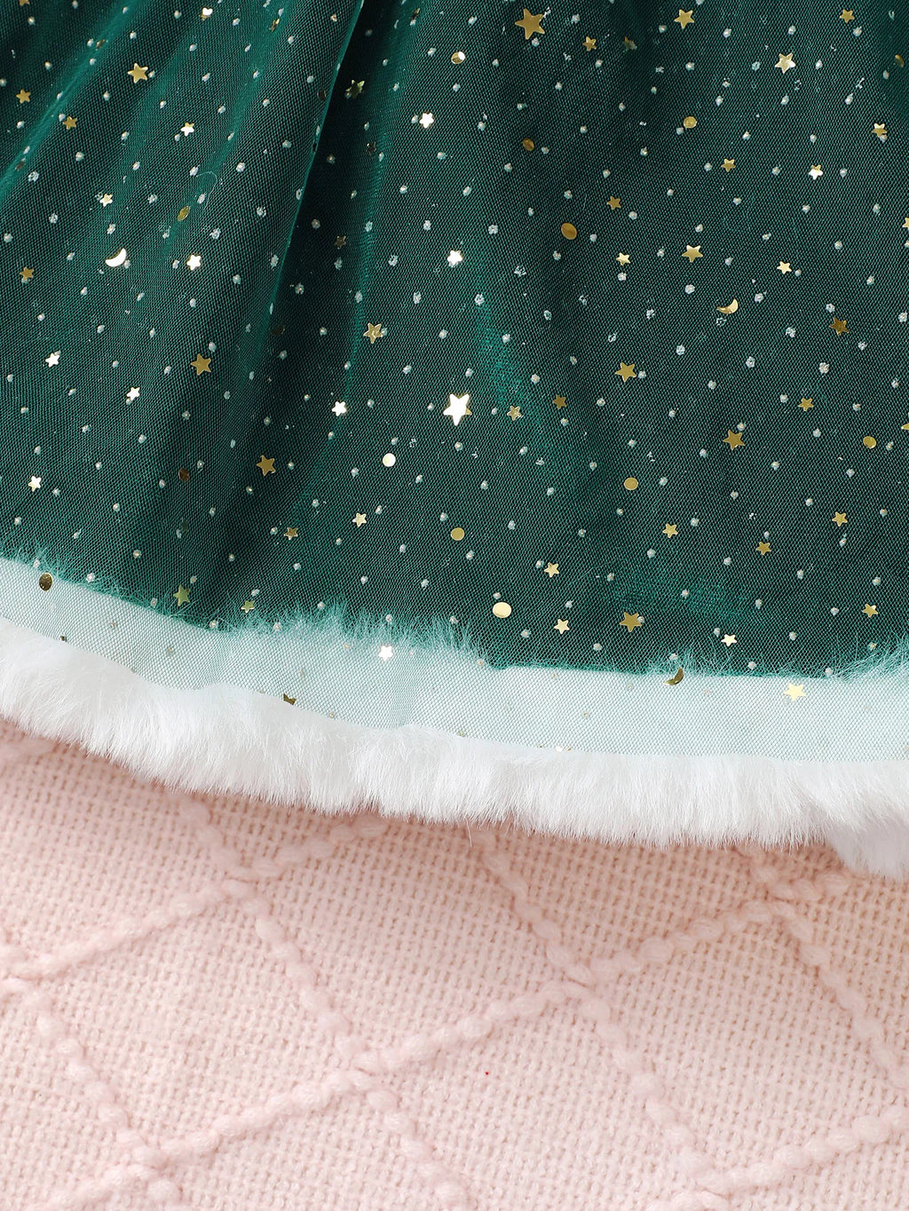 4-7 Year Children Girls Dress Round neck Satin Stars Tulle Ceremonial Dress for Girls' Spring  Autumn Fashion Party Dress