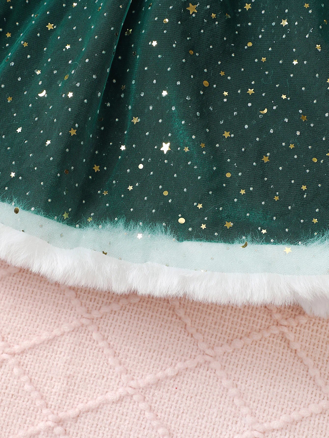 4-7 Year Children Girls Dress Round neck Satin Stars Tulle Ceremonial Dress for Girls' Spring  Autumn Fashion Party Dress