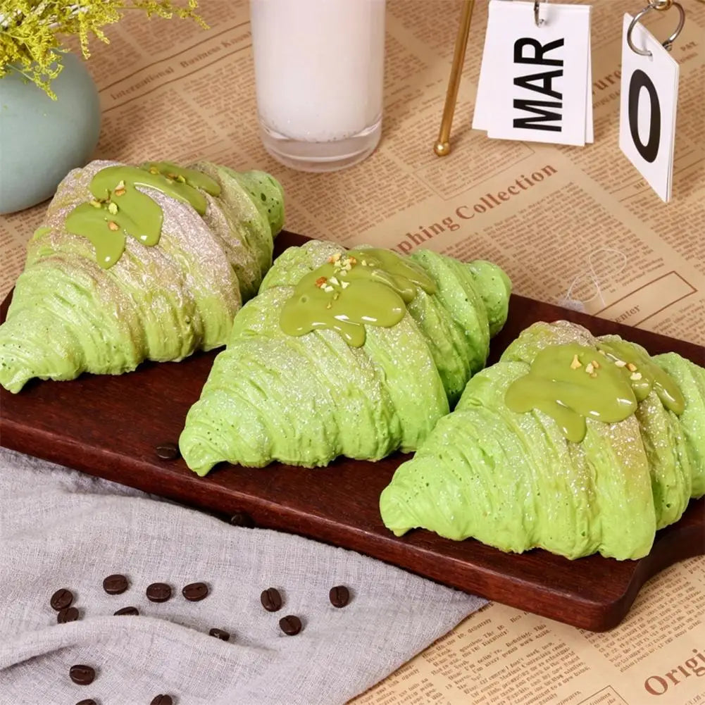 Realistic Croissant Squishy Slow Rising Toy Soft Simulation Food Bread Stress Relief Squeeze Toy Photo Props
