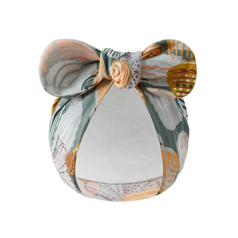 3Pcs Print Bow Baby Turban Cap 0-10Month Newborn Elastic Headscarf Beanie Soft Cotton Infant Indian Hat Kids Hair Accessories