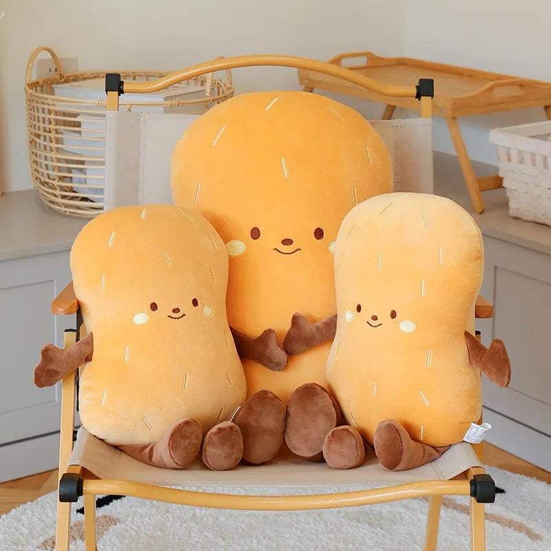Adorable Cartoon Smile Peanut Plush Throw Pillow Soft Comfy Sleeping Pillow Back Pillow For Chair Creative Home Decor Nice Gift