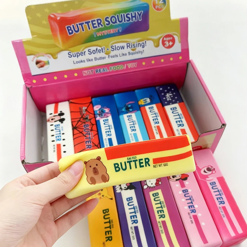 Blind Box 12PCS Butter Stick Squishy Toy Slow Rising Toy Butter Bar Brick Squishy Fidget Toy Anti Stress Release Hand Relax Gift