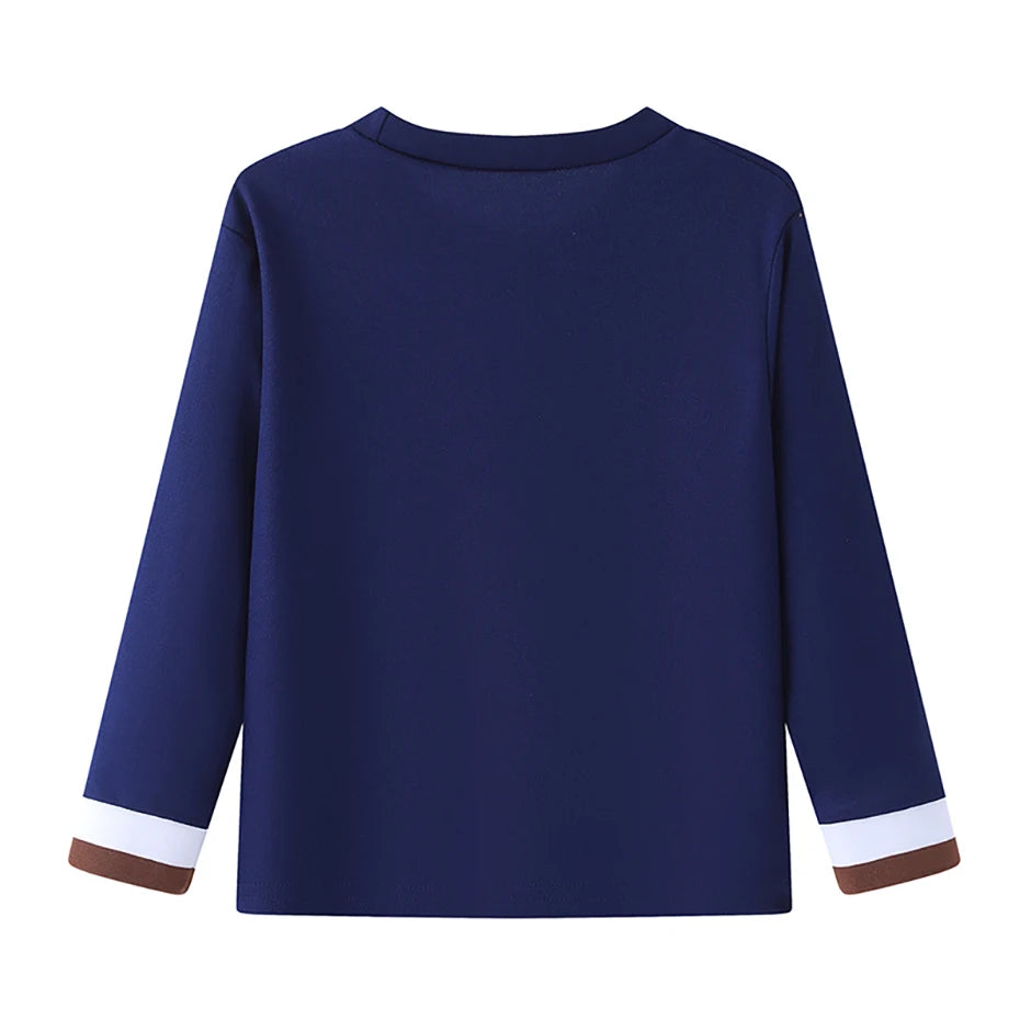 1/3 Piece Autumn And Winter Children's Solid Color Small Logo Fashionable Long Sleeved T-shirt Boys And Girls Round Neck Shirt