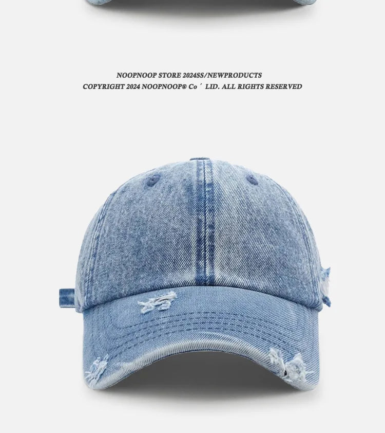 Cross-border Washed Distressed Embroidered Denim Baseball Cap Solid Color Outdoor Travel Sun Protection Visor Cap
