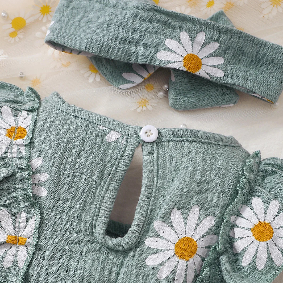 Summer  0-1 Years  Old  Infant  Baby Girls Daisy Print  Fashion  Sleeveless  Casual  Dresses