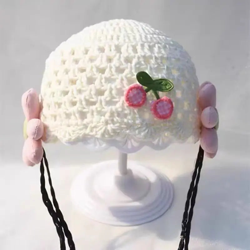 Solid Color Lace Turban Baby Hat Knitted Newborn Girls Hat Model Hn-001 Wholesale