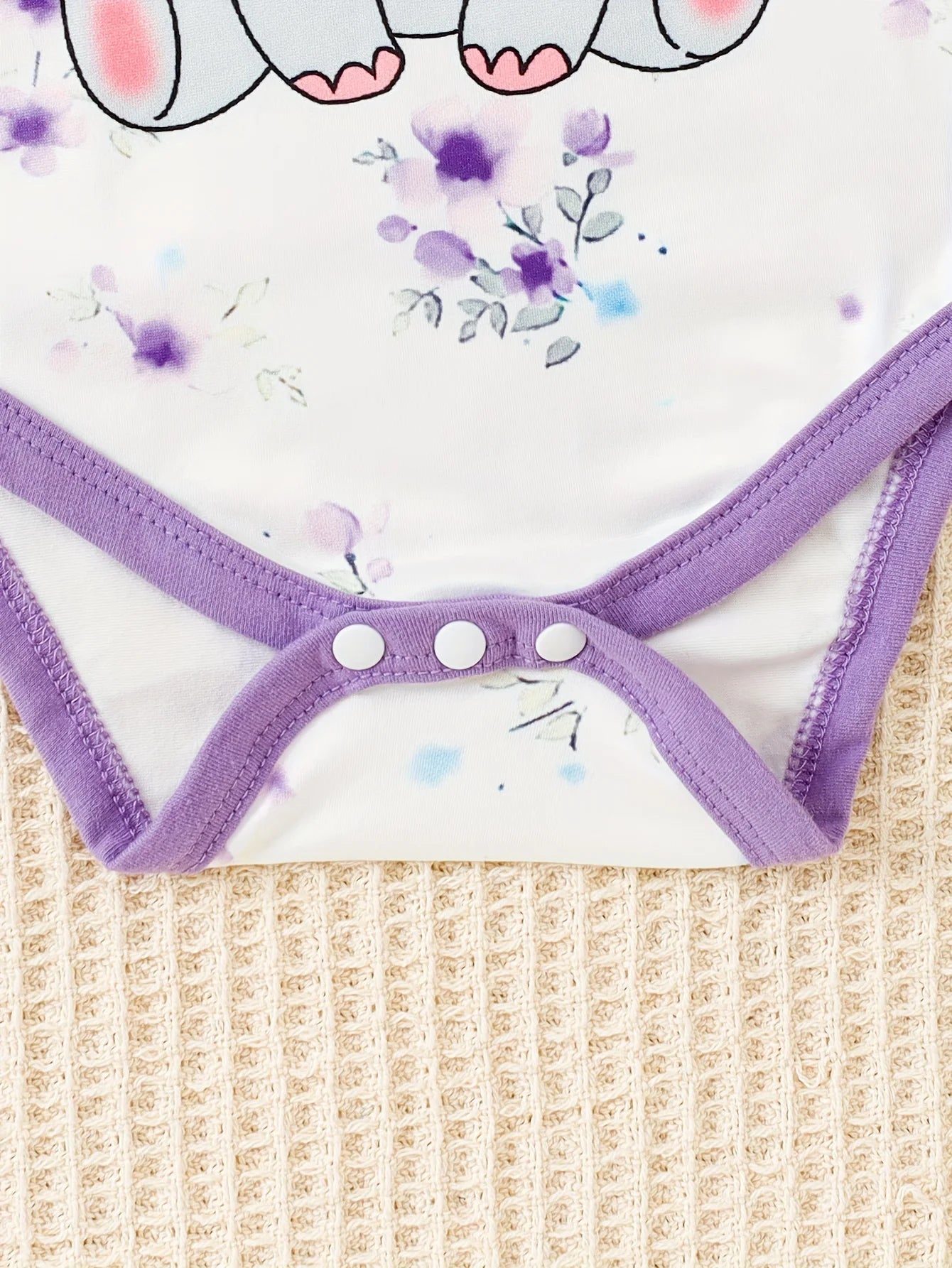 3Pcs/Set Baby girl Cute Elephant Purple Bodysuit+pants+Hat Set Suitable for Newborns aged 0-12 Months in Spring and Autumn