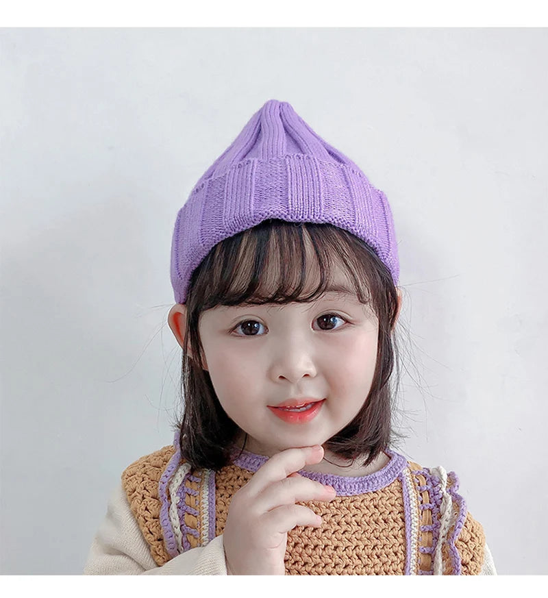 Winter Baby Knitted Hat for Girls Boys Infant Bonnet Toddler Cap Kids Beanie Candy Color Elastic Children Hats Accessories 1-5Y