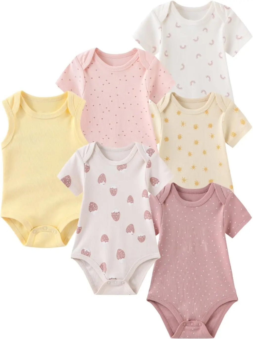6 Pcs/Lot Cartoon Baby Boys Girls Bodysuits Short Sleeve Newborn Unisex Onesies Summer Infant Clothes Fashion Outfits