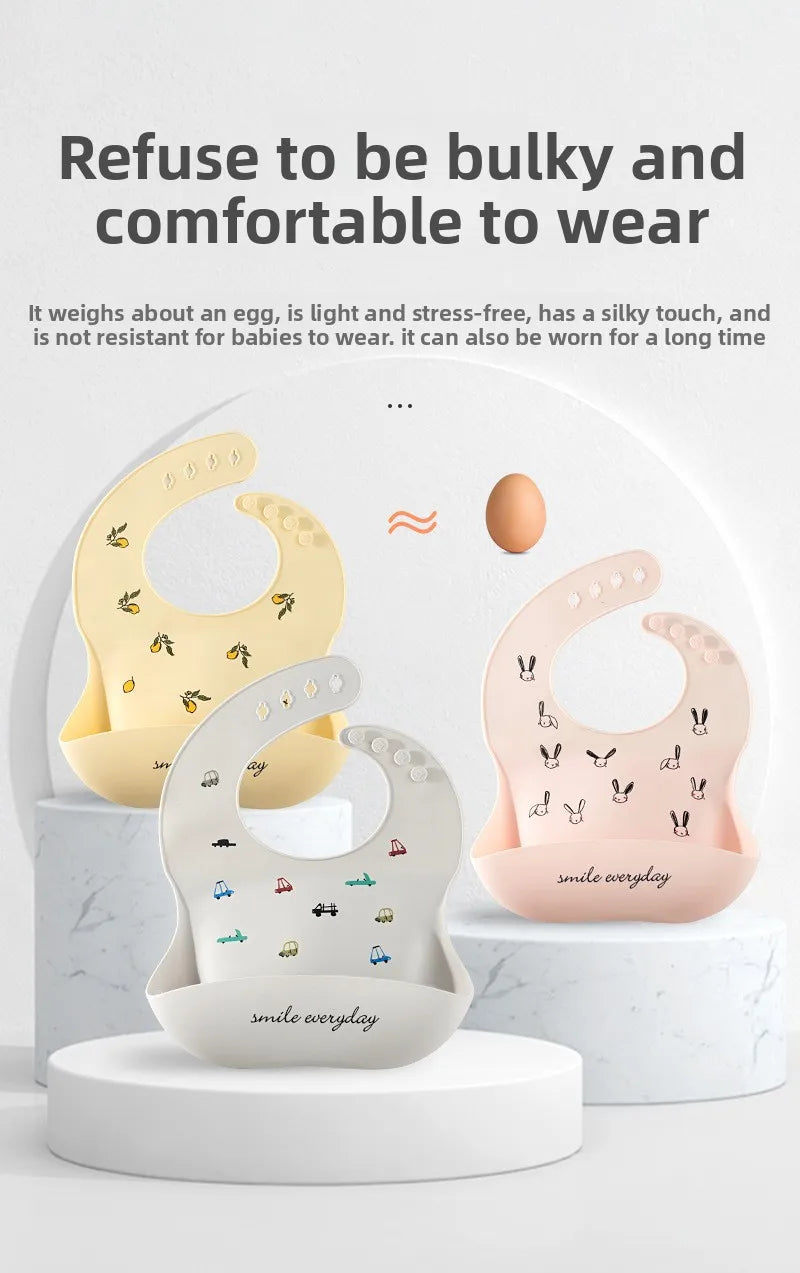 Maternal and Infant Products Baby Bib Waterproof Children's Silicone Bib, Baby Saliva Rice Pocket Leave-in Summer