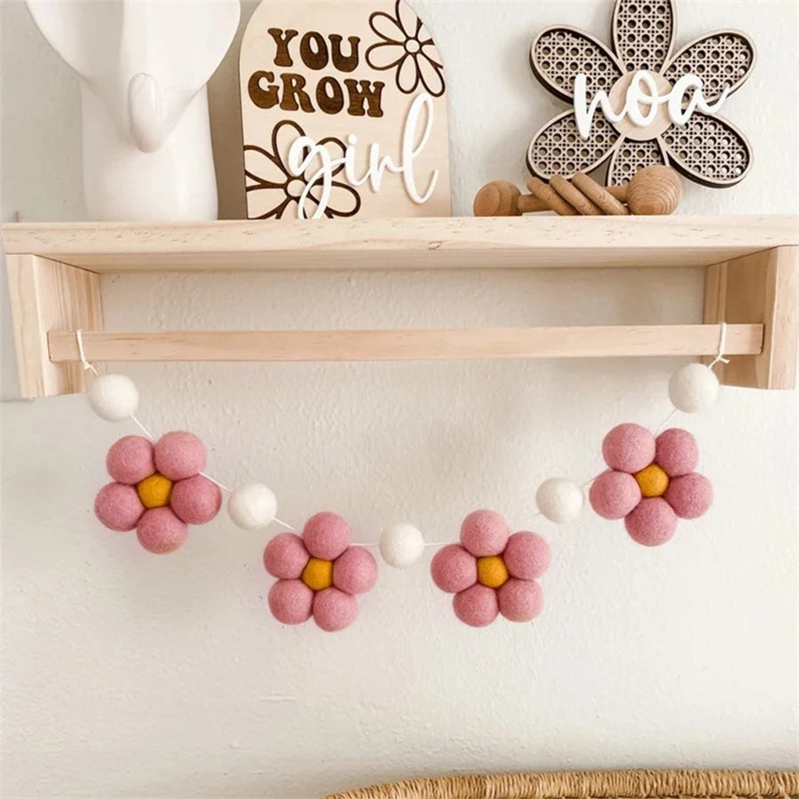 Handmade Felt Daisy Garland For Bohemian Baby Room Nursery Decoration Daisy Flower Garland DF001