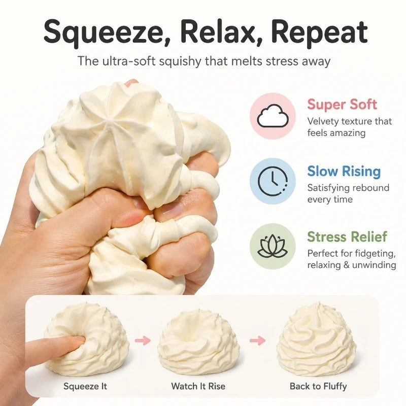 Cream Swirl Squishy Toy Slow Rising Imitation Whipped Cream Fidget Toy Soft Squeeze Stress Relief Decompression Party Gift