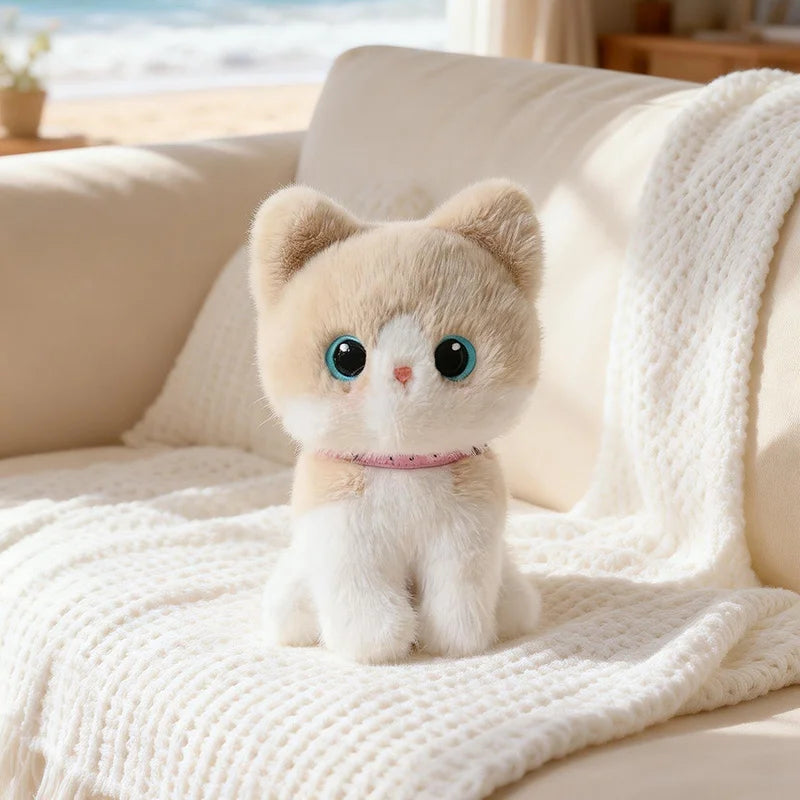 Nice Sitting Pose Kitten Plush Toys Soft Fluffy Cartoon Pet Cat Doll Lovely Office Desktop Decor Funny Gift To Family Accompany