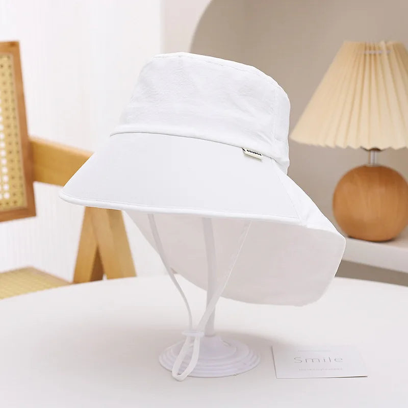 Children's Fisherman Hat Quick-Dry With Adjustable Drawstring 48-54cm Extra Large Brim Sun Hat