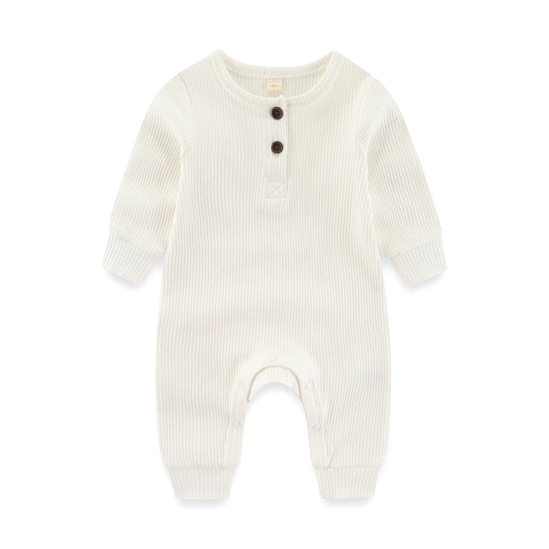 Kiddiezoom Fashion Autumn Winter Unisex Solid Long Sleeve Baby Boy Girl Rompers Cotton Soft Infants Clothing
