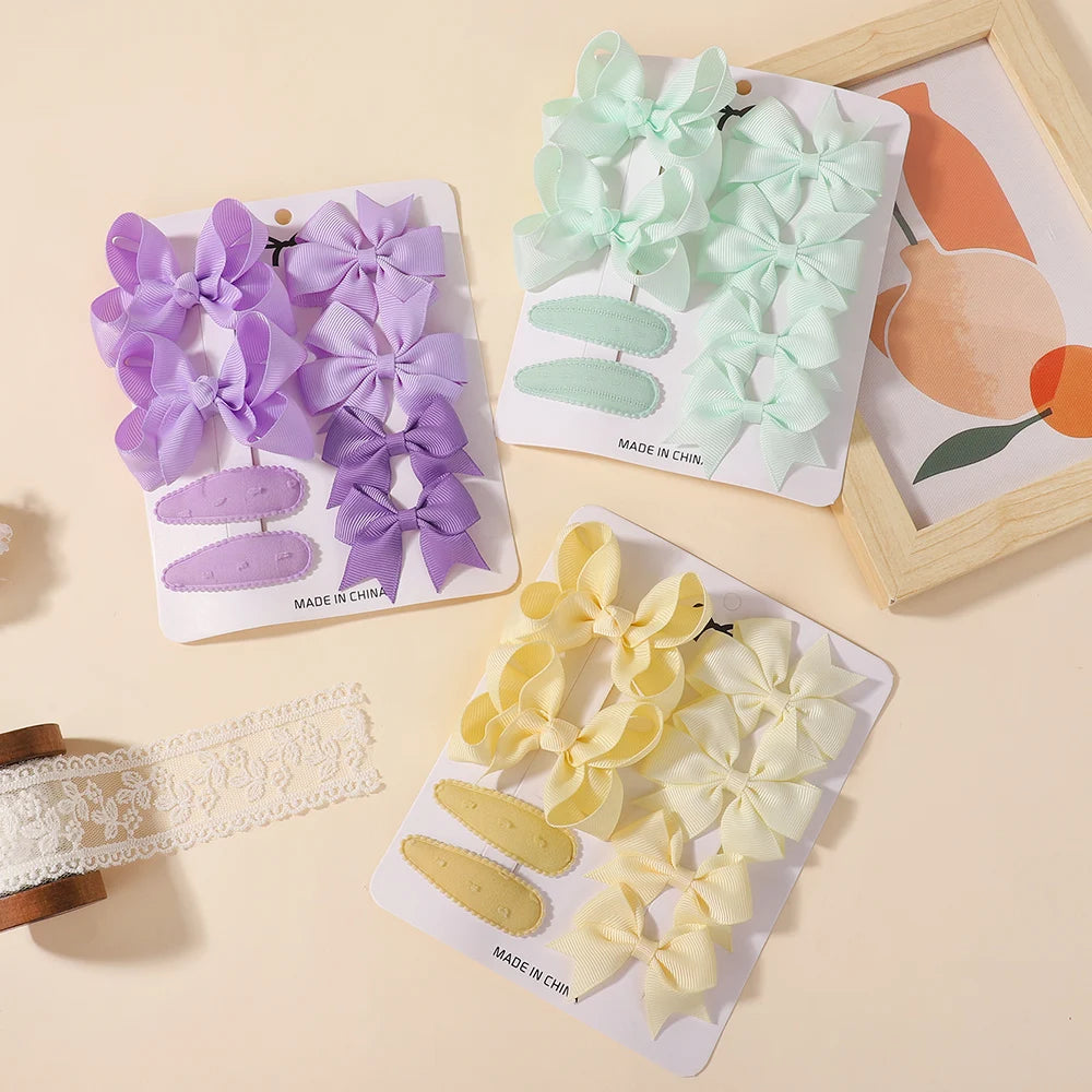 8Pcs Kids Bows Hair Clips Gift Set 4 Styles of Webbing BB Head Clips Sets Fashion Girls Hair Accessories Set