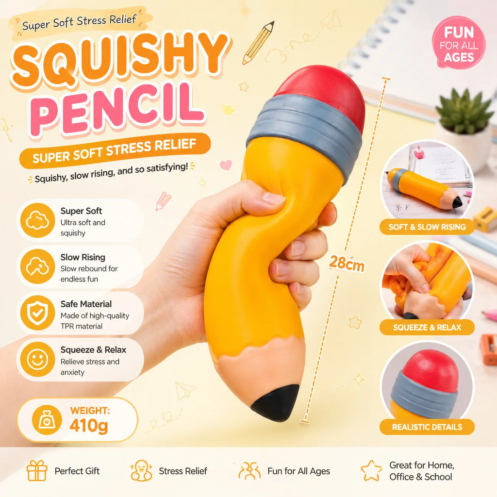 Big Size Pencil Squishy Toys Slow Rising Stress Relief Squeeze Fidget Toy Giant Pencil Stress Ball Decompression Toys