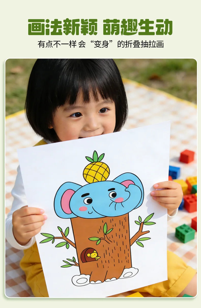 Magic Folding Pictures Animal Section Kids Drawing Book Creative Paper Folding Art Craft for Children