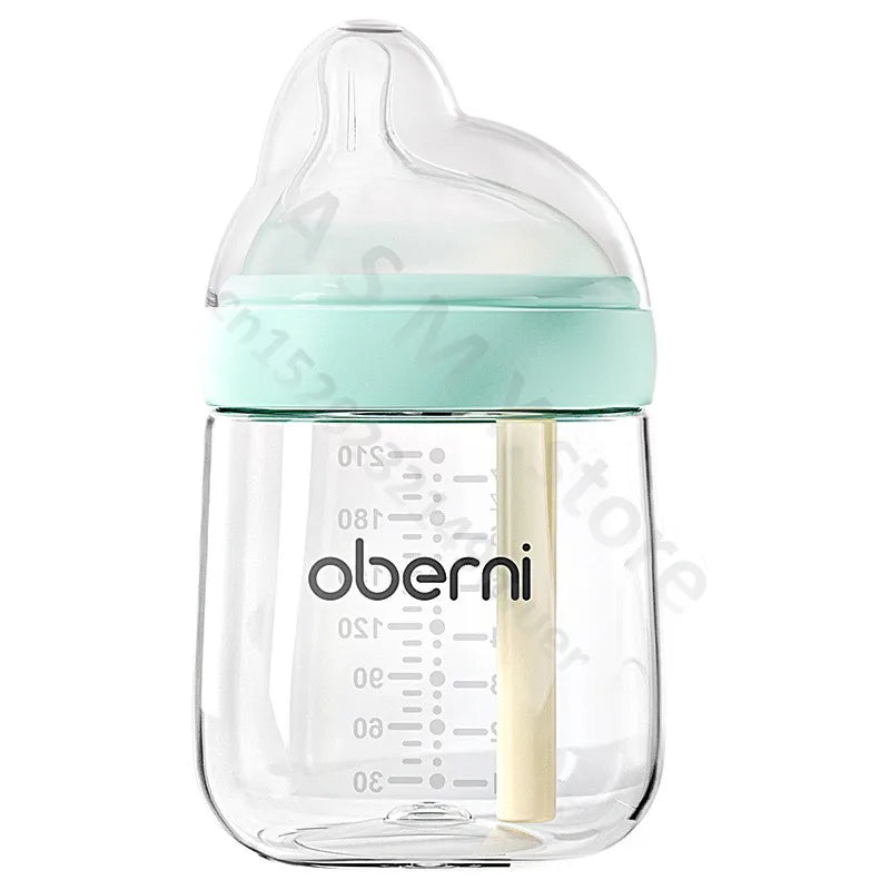 Anti Flatulence Glass Baby Bottle With Wide Mouth Nipple For Newborn 0 To 3 Months 150ml 210ml
