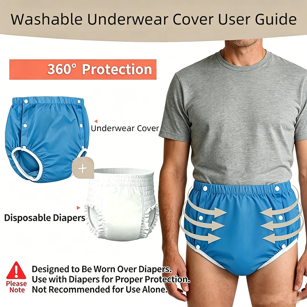 4pcs Washable Reusable Cloth Diapers Comfortable Soft Noiseless Leak-Proof Incontinence Brief Covers for Day And Night Use