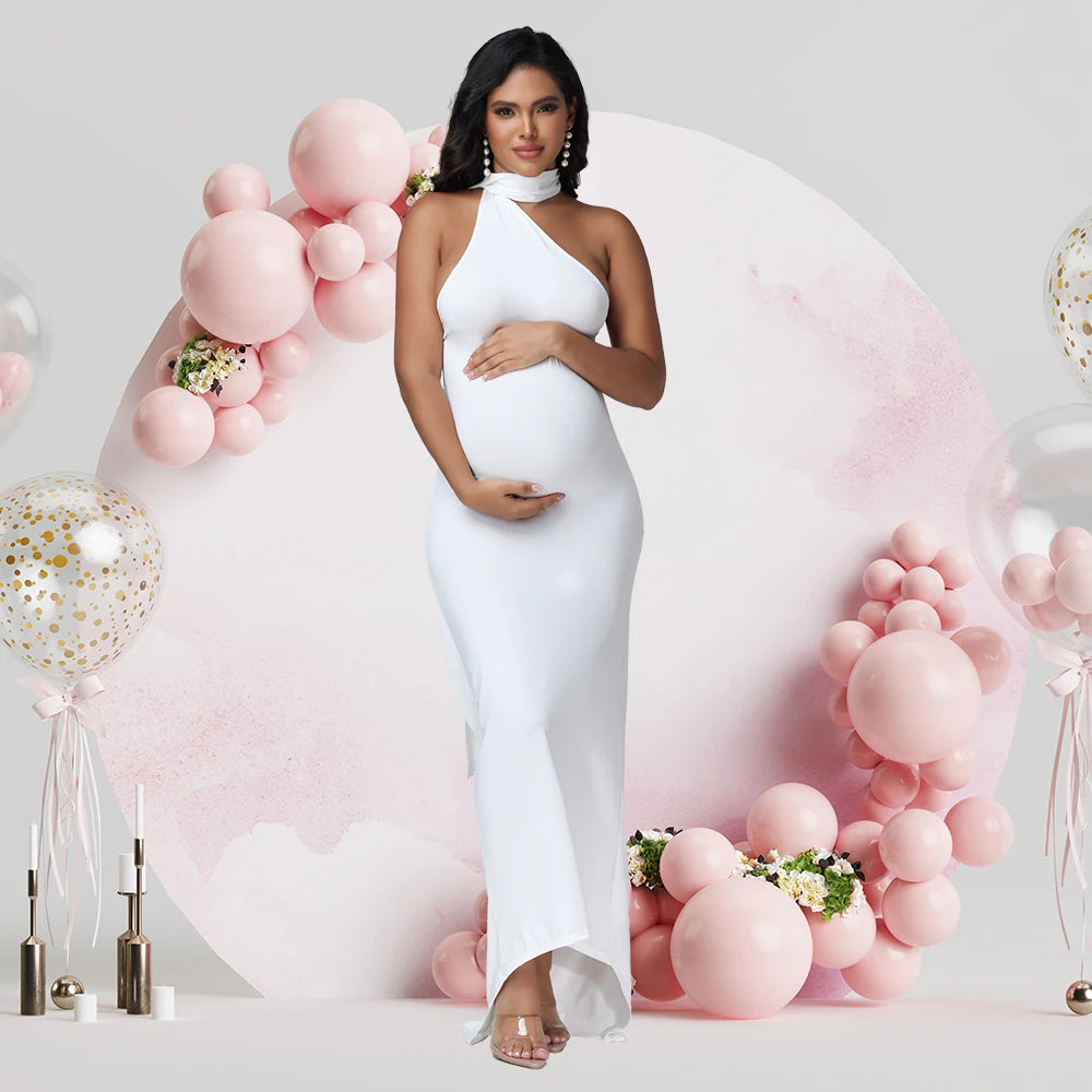 Maternity Backless Sexy Bodycon Sleeveless Long Dress Formal Pregnant Women Gown for Photoshoot Baby Shower