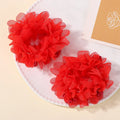 2Pcs Kids Hair Bands Set for Girls Elastic Rubber Bands Chiffon Flowers Beads Ponytail Holder Children's Hair Accessories Gift