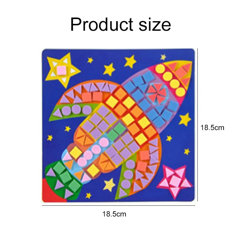 6pcs/set Mosaics Paintings 3D EVA Sticker Airplane Car Spaceship Cat Dog Animal Drawing DIY Foam Handicrafts Decoration TMZ