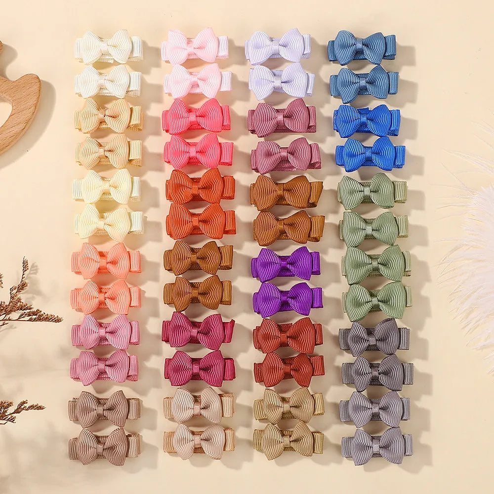 36pcs/set Ribbon Mini Hair Bows Clips for Girls Cute Candy Color Bowknot Hairpins Headwear Toddlers Hair Accessories