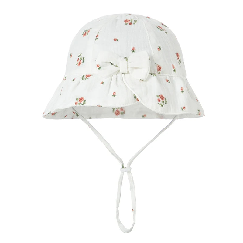 Baby Hats Girls Bowknot Panama Summer Kids Sun Hat Infant Beach Fisherman's Hat Children Breathable Cotton Outdoor Bucket Cap