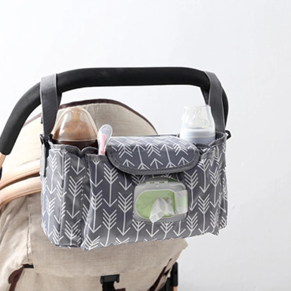Multifunctional Baby Stroller Bag Large Capacity Waterproof Wet Wipe Hanging Bag Baby Care with Multiple Pockets