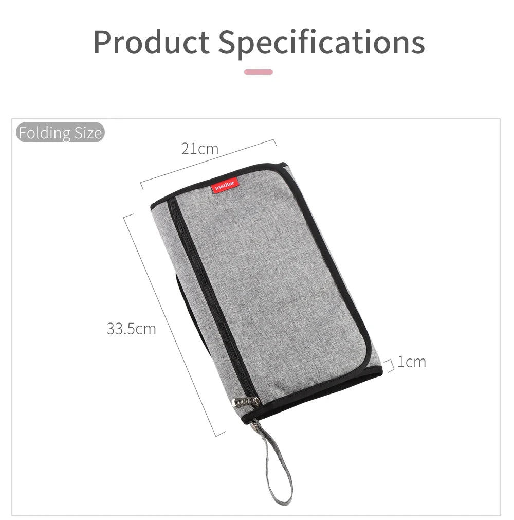 Portable Baby Changing Mat:Infant Multifunction Diaper Changing Pad for Newborns-2-in-1 Waterproof Changing Pad with Storage Bag