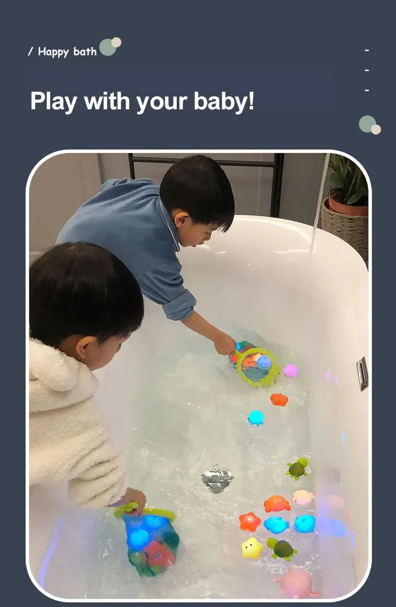 9pcs Floating Light Up Animal Bath Toy Safe PVC Material For Children 3-5 Years Old Perfect For Pools 195F