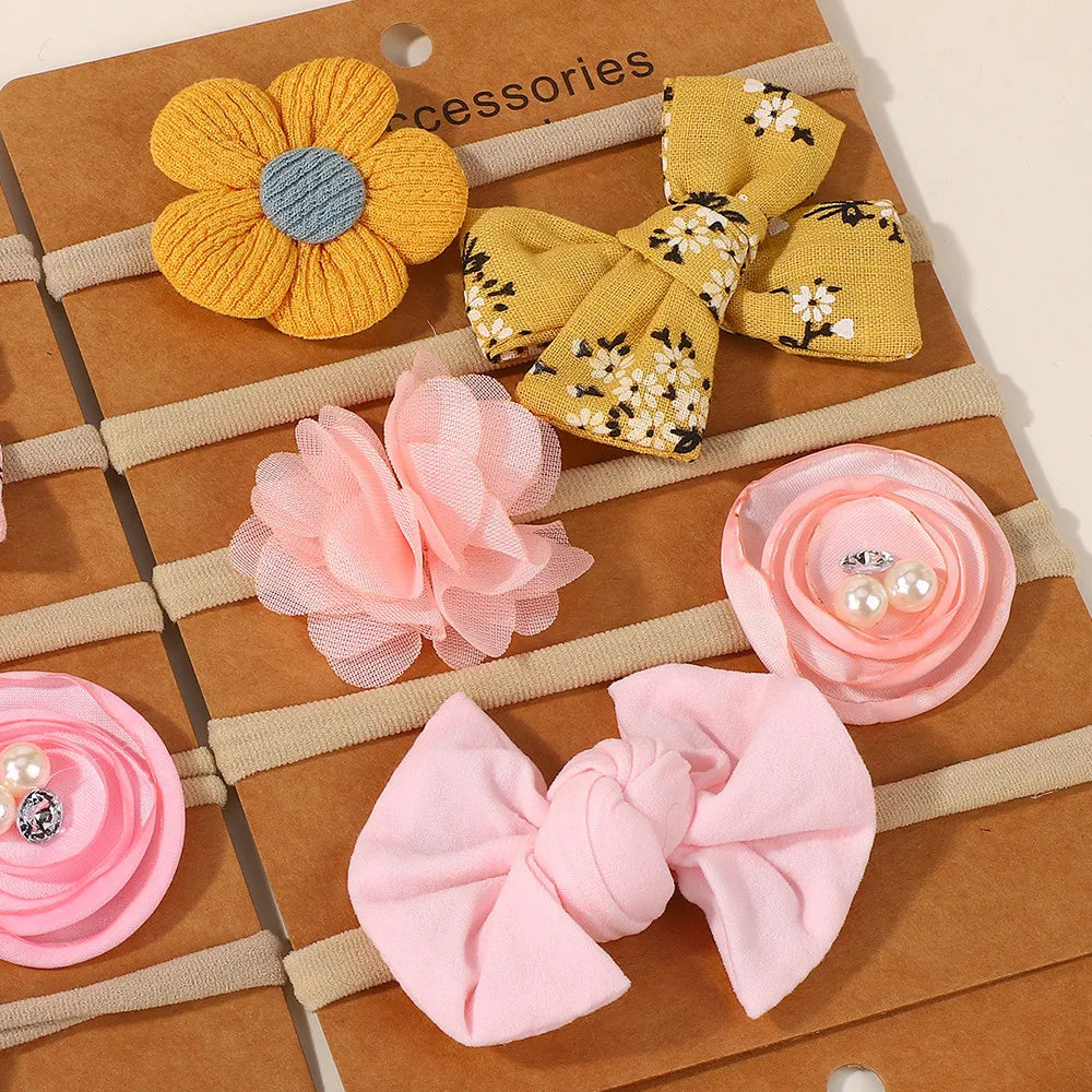 5Pcs/Set Cute Bowknot Hairbands Baby Headband Girls Newborn Flower Boutique Headdress Handmade Hair Accessories