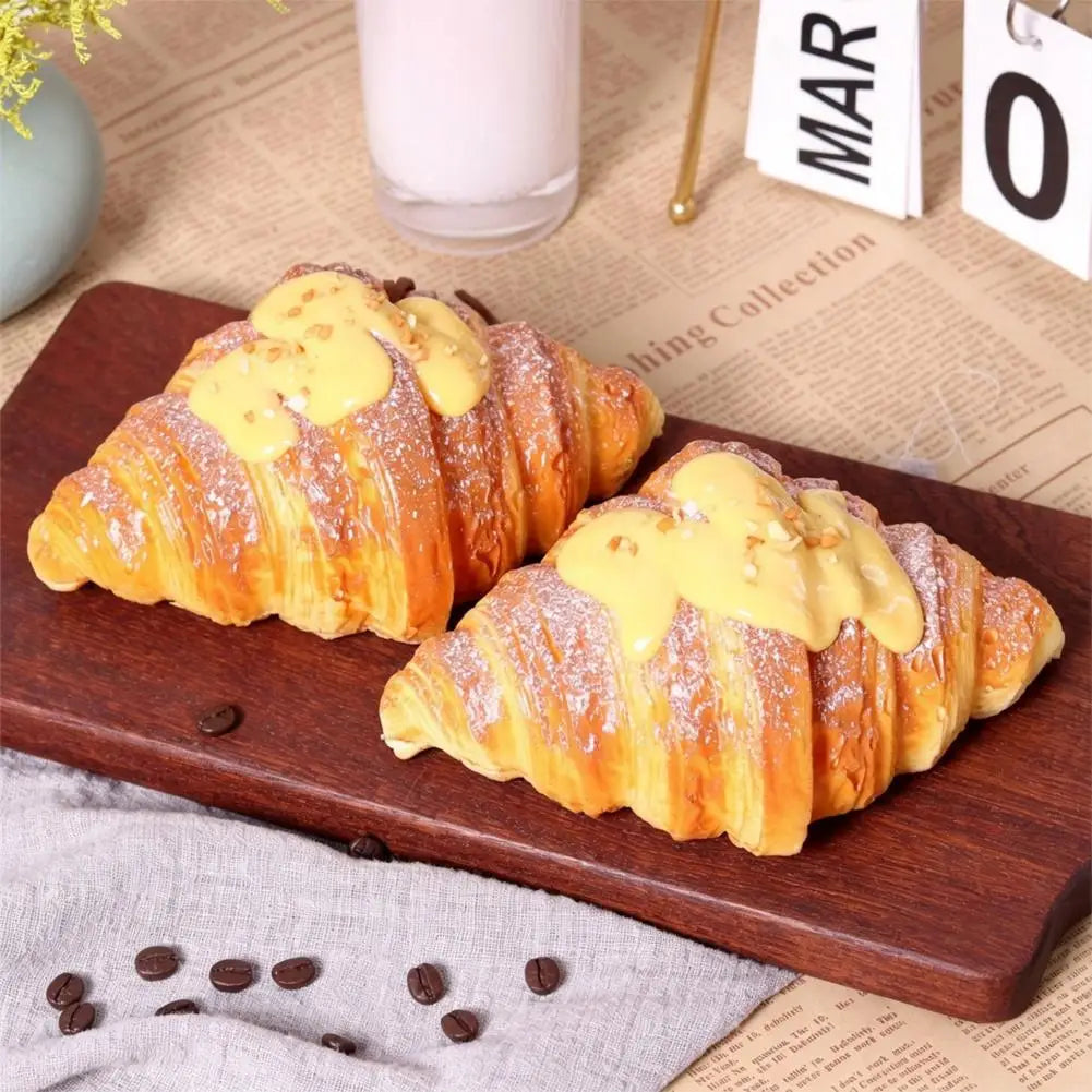 Realistic Croissant Squishy Slow Rising Toy Soft Simulation Food Bread Stress Relief Squeeze Toy Photo Props