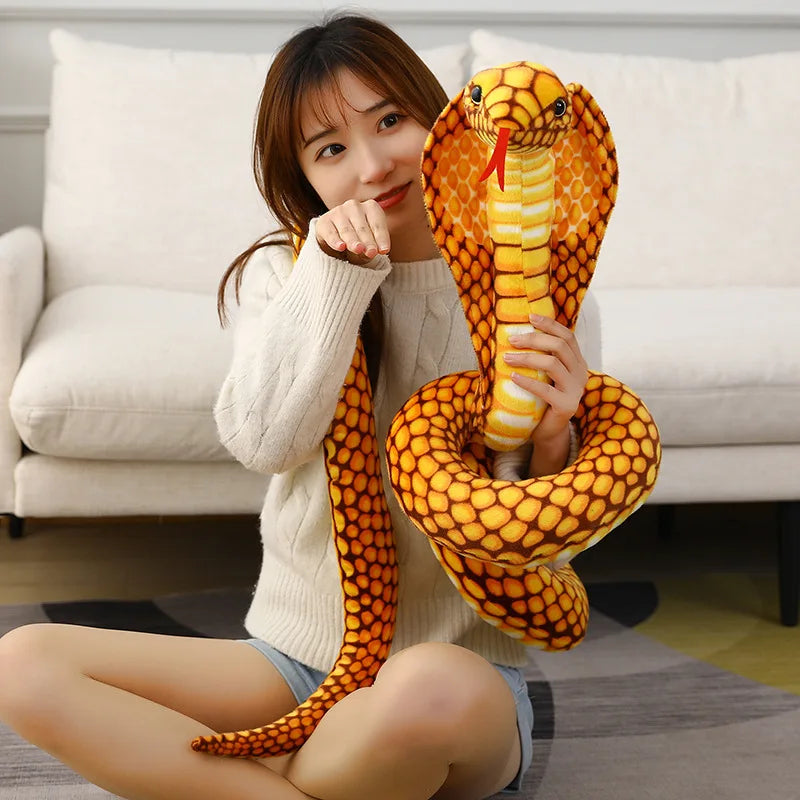 1pc 80/170/240cm Simulated Colorful Cobra Plush Toy Stuffed Animals Snakes Plushies Doll Funny Spoof Joke Soft Toys Home Decor