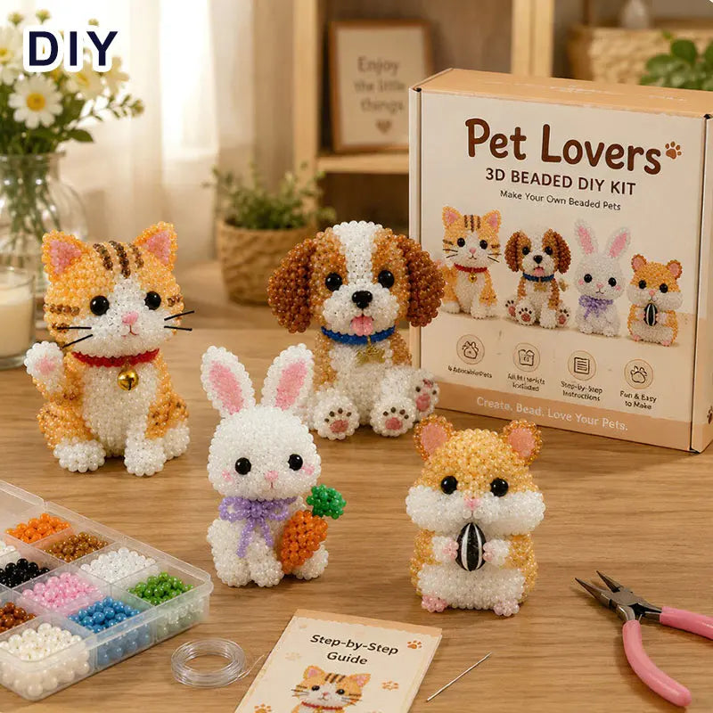 3D Beaded Animal Craft Kit DIY Animal Beading Kit for Adults Handmade Tiny 3D Beaded Animal Craft Kit for Creative Projects