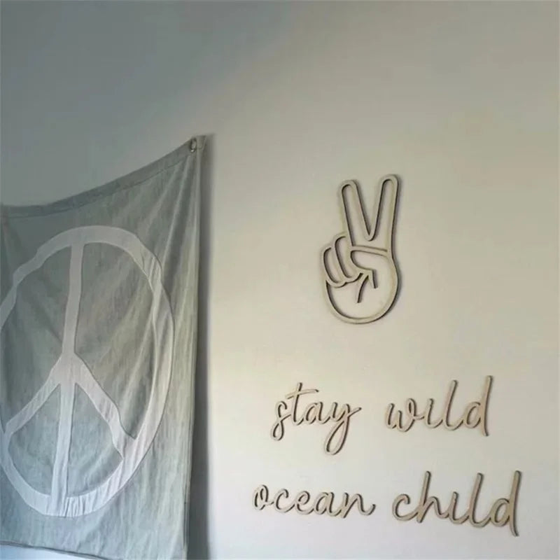 Scandinavian-Inspired Wooden Gesture Wall ArtPersonalized Gesture - Creative Home & Game Room Decor, Reusable, Perfect For Photo