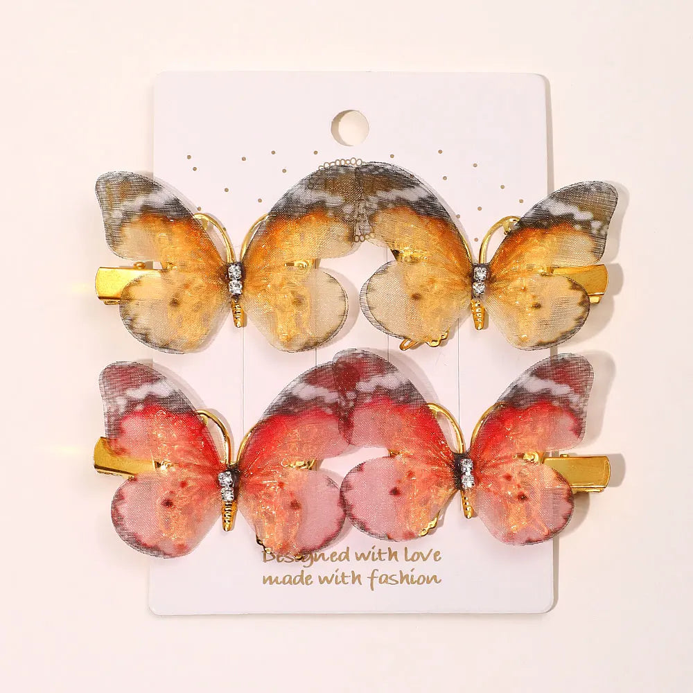 6Pcs Colorful Butterfly Hairpins Girl Hair Clips Barrettes Women Sweet Hair Ornament Rainbow Headwear Fashion Hair Accessories