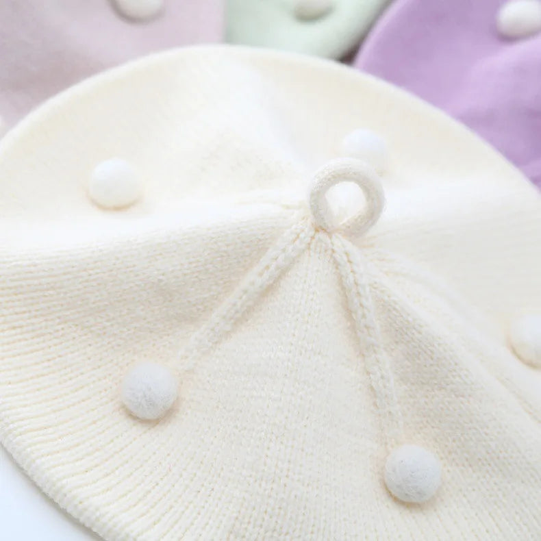 Baby Hat Autumn Winter Style Infant Beret Baby Toddler Wool Hat Fashionable Versatile Girl Knitted Painter Hat Trendy