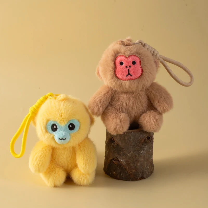 Golden Monkey Plush Toy Keychain Holder White-Faced Saki Pendant Soft Dolls Fun Accessory To Bag Functional Plushie Keyring Gift