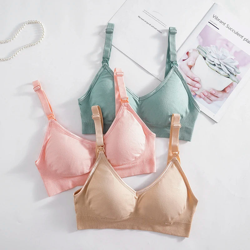 Plus Size Wireless Maternity Bra Front Open Gather Together Prevent Sagging Seamless 3D Breathable Comfortable Breastfeeding Bra