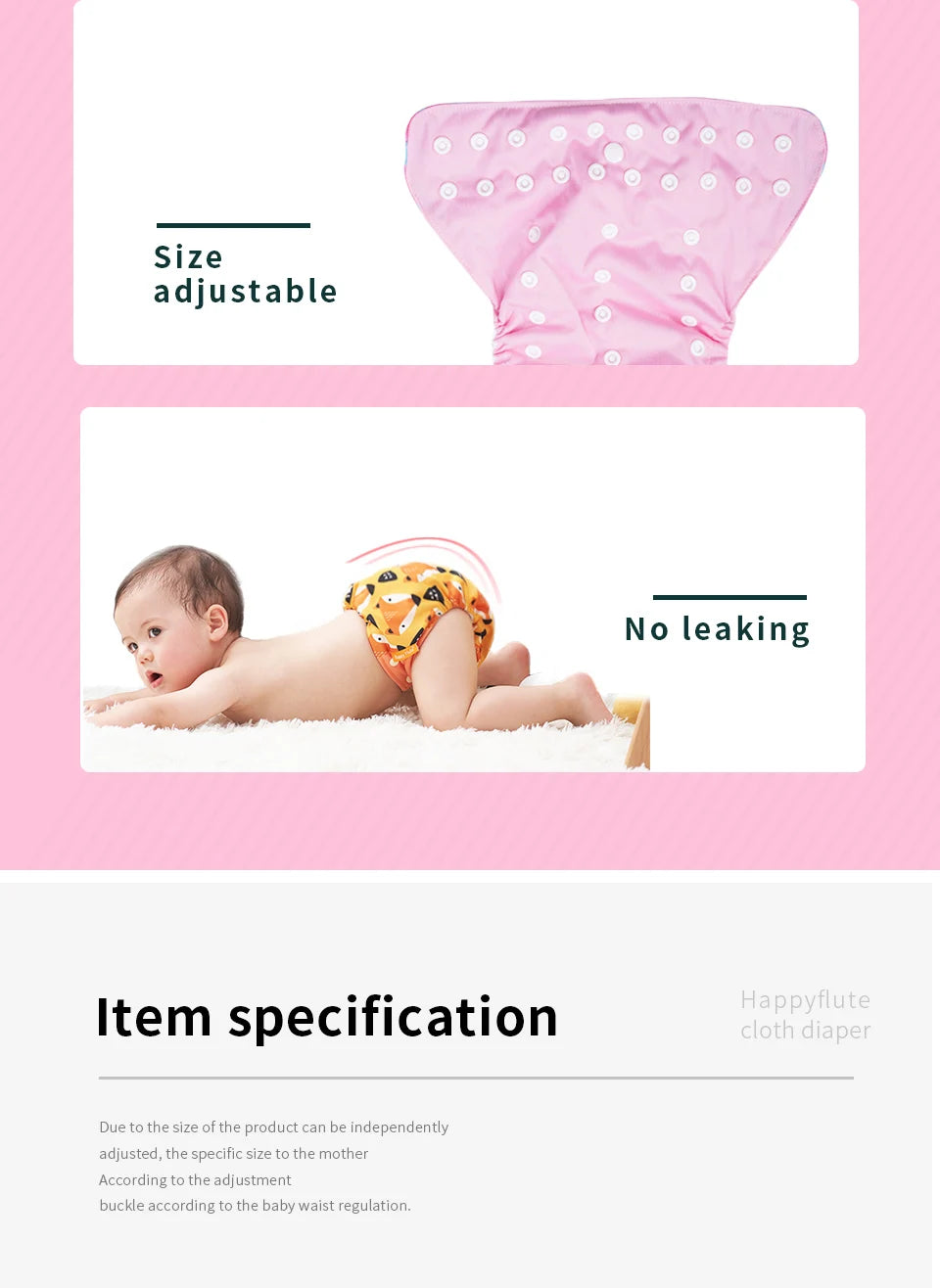 HappyFlute New Design Hot Sale OS Pocket Diaper Washable&Reusable Absorbent Ecological Nappy Baby Cloth Diaper