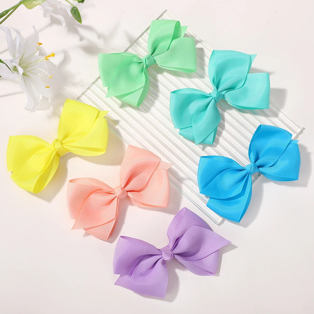 30Pcs Random Color 4.9x3.15 Inch Bowknot Hair Bangs Clips for Girls Party Travel Hairgripes Dress Up for Kids Hair Accessories