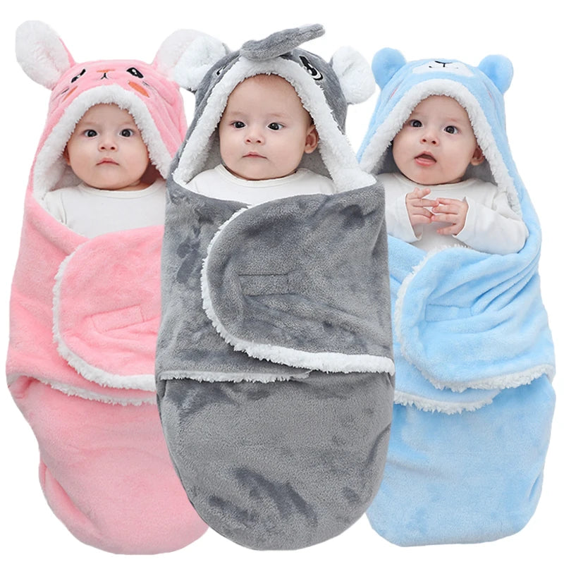 Baby Sleeping Bags Autumn and Winter Soft Newborn Baby Wrap Blankets Cartoon Cocoon for babies Flannel Warm Baby Sleepsack 0-9M