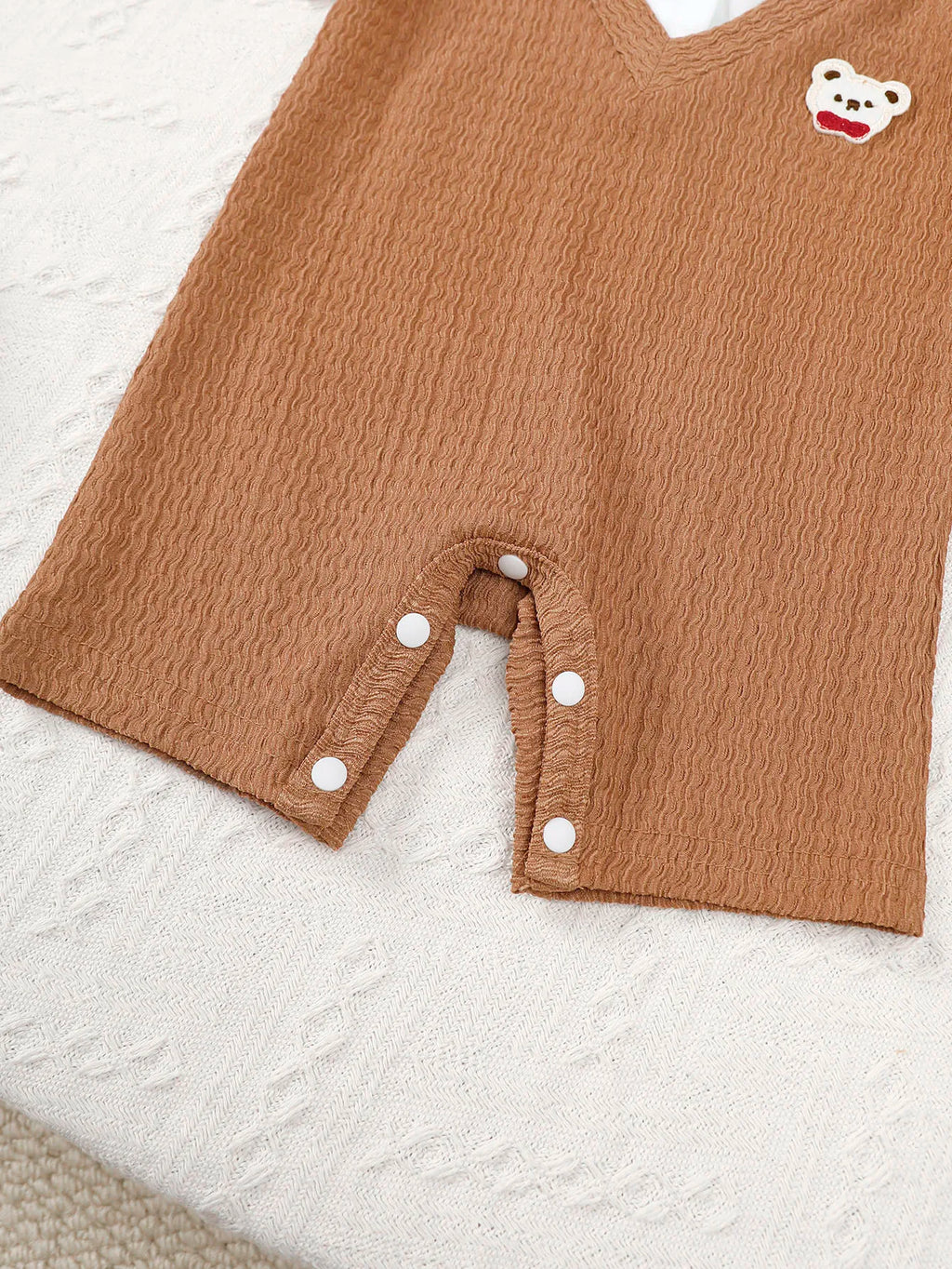 0-18 Month Baby boy Bodysuit Collar Bow Color Blocking, Cute Little bear jumpsuit Summer Newborn Baby boy Short sleeved Jumpsuit