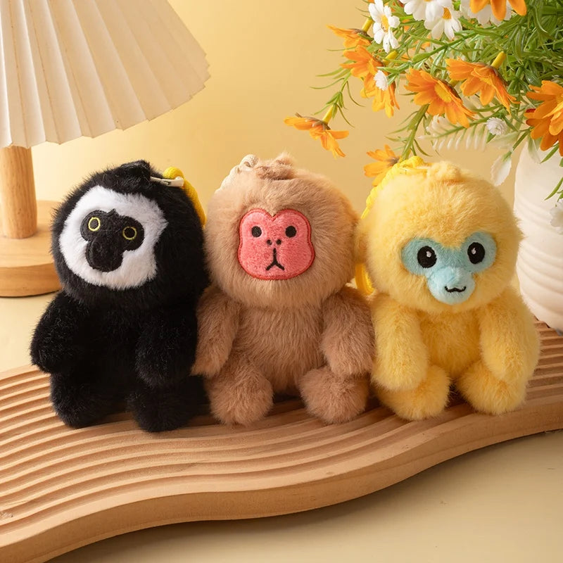 Golden Monkey Plush Toy Keychain Holder White-Faced Saki Pendant Soft Dolls Fun Accessory To Bag Functional Plushie Keyring Gift