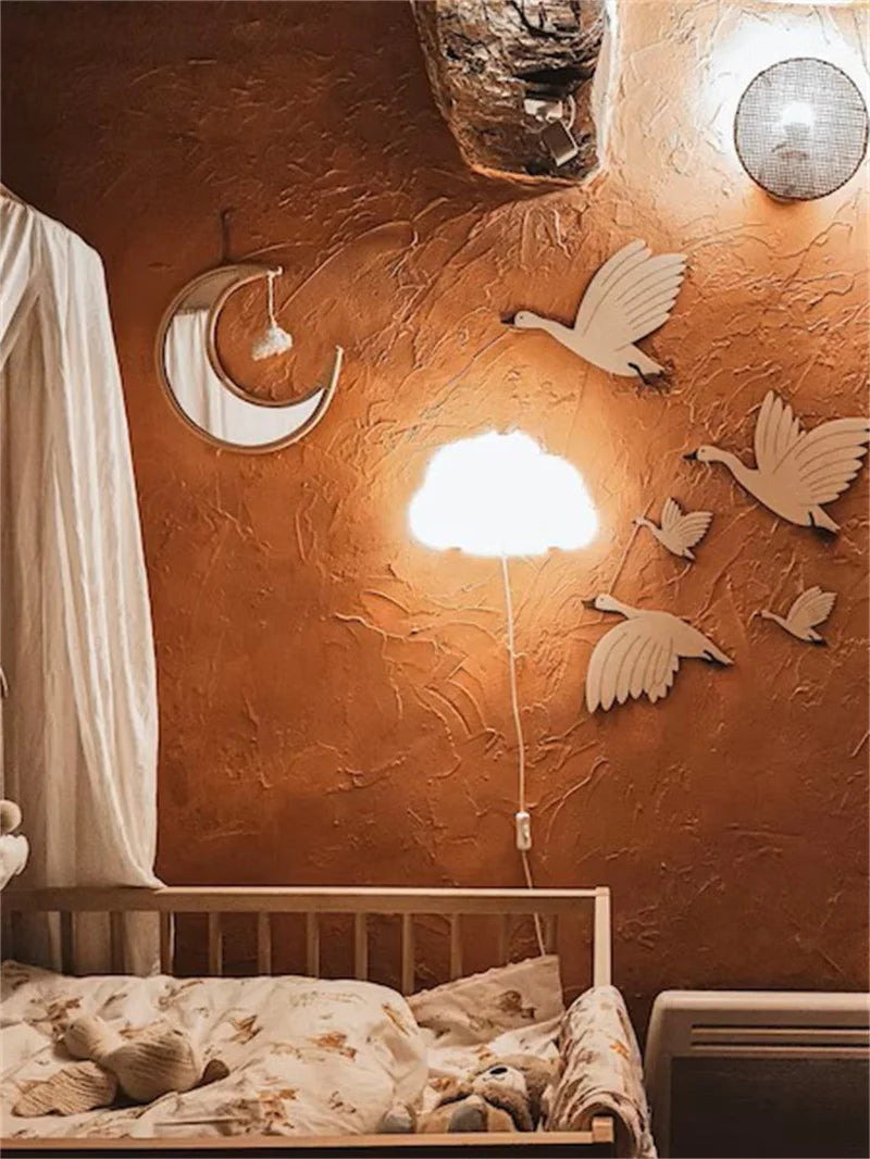 6Pcs/Set Ins Scandinavian Style Wooden Group of Flying Goose Mural Niche Can Be Pasted into the Wall to Cover up Ugliness with Retro Inspiration Wooden Goose Home Background Wall Decoration Nursery Wall Decoration Natural Sty