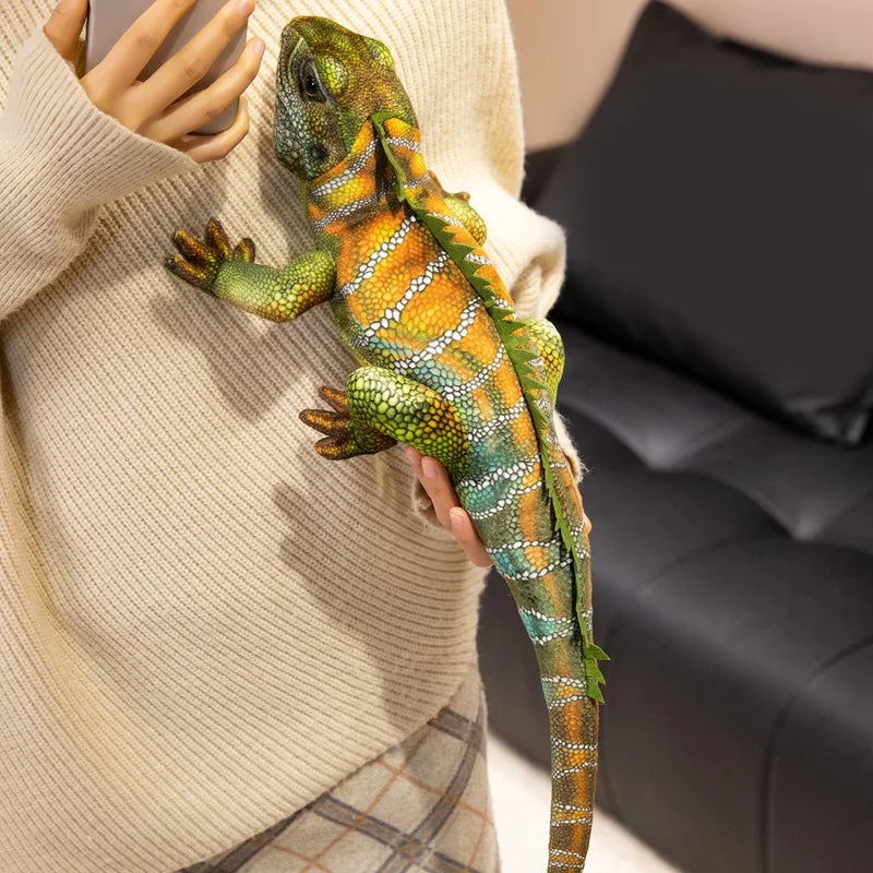 Hot Tropical Rainforest Wildlife Simulation Lizard Plush Doll Lifelike Chameleon Stuffed Toys Cute Reptile Pet Model Kids Gifts